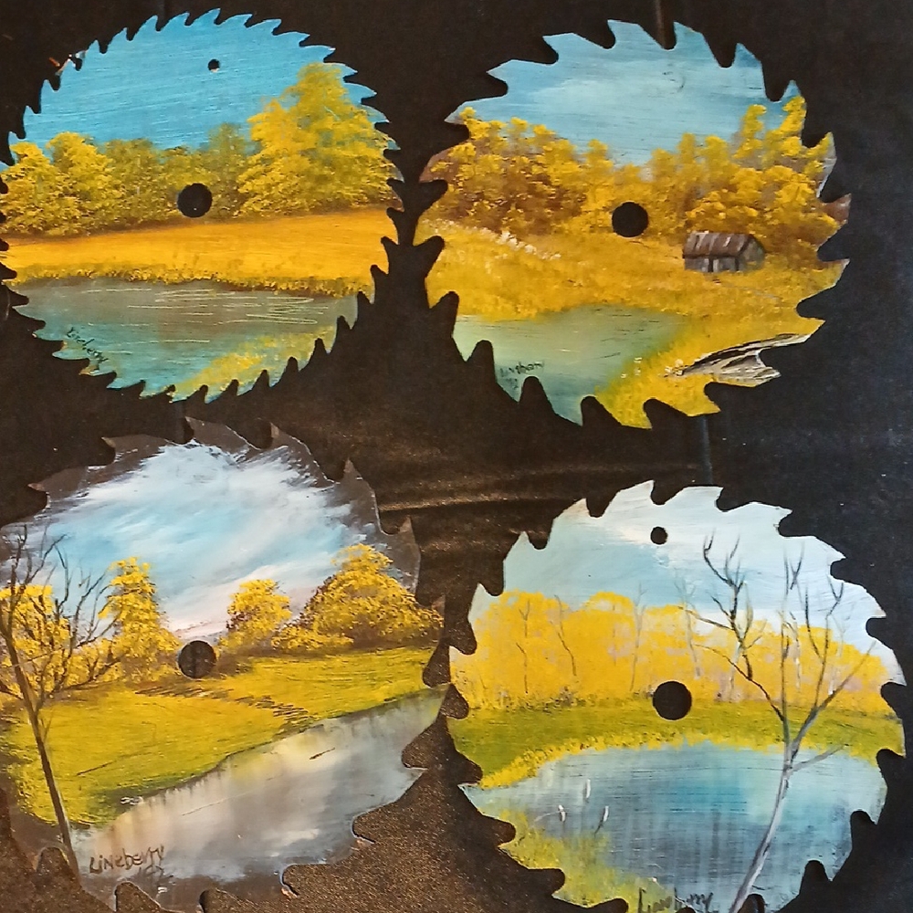 Hand-Painted Landscape Saw Blade Art Set